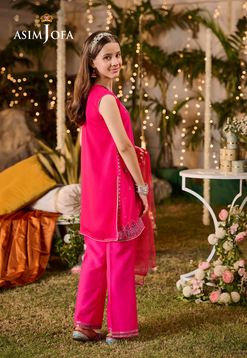 Poly Chiffon Pink Stitched Suit - Asim Jofa