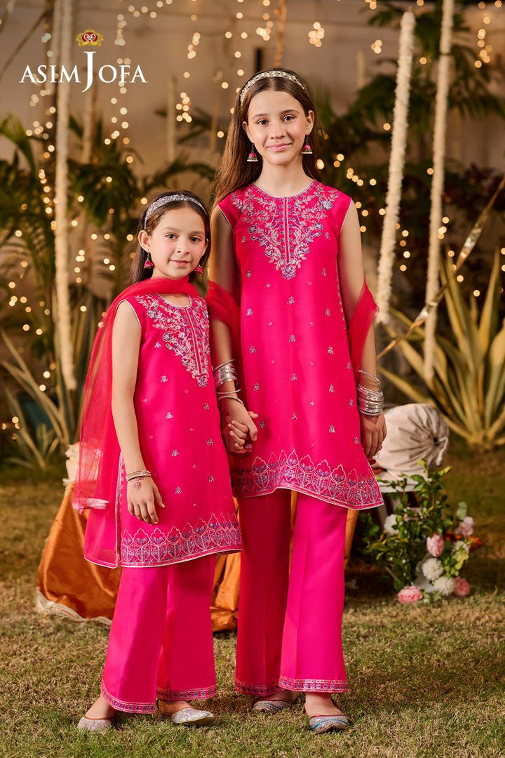 Poly Chiffon Pink Stitched Suit - Asim Jofa