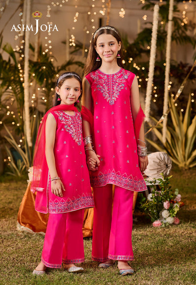 Poly Chiffon Pink Stitched Suit - Asim Jofa