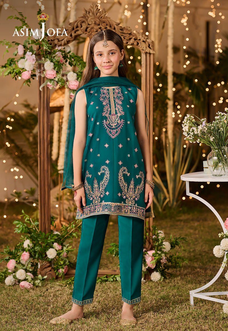 Poly Chiffon Green Stitched Suit - Asim Jofa