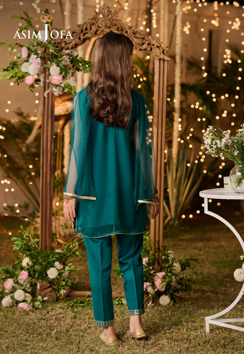 Poly Chiffon Green Stitched Suit - Asim Jofa