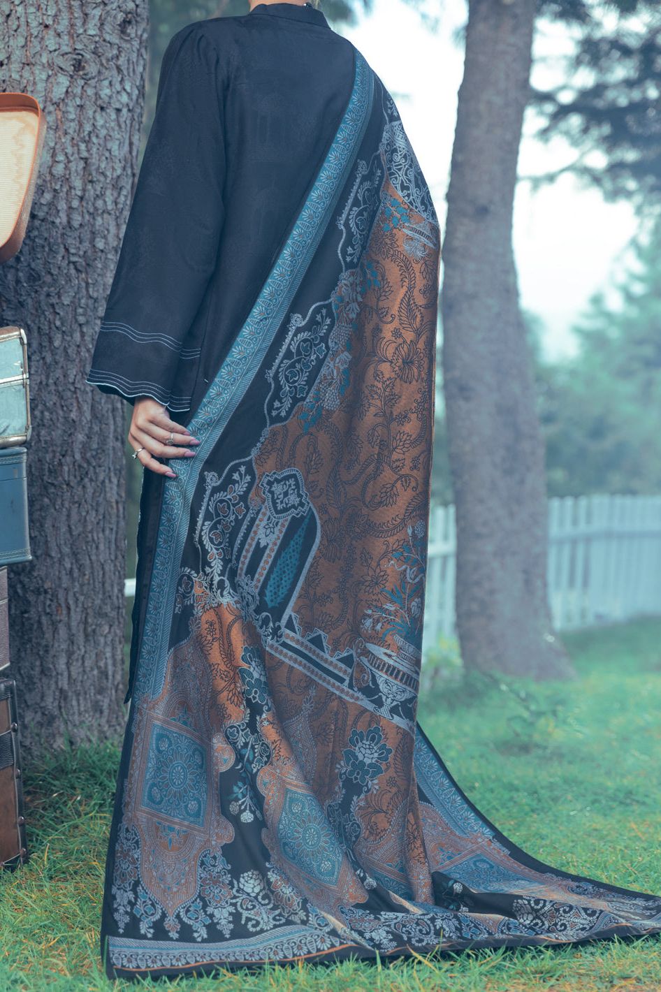 Yarn Dyed Black Stitched Suit - Almirah