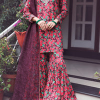 Cambric Purple Stitched Suit - Almirah