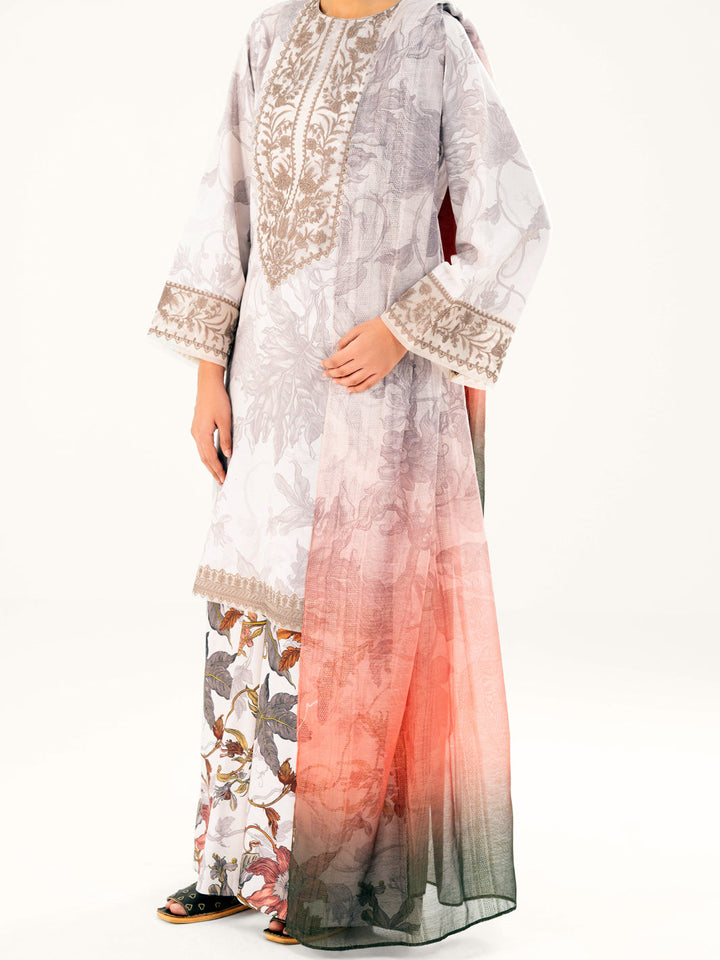 Jacquard Beige Stitched Suit - Almirah