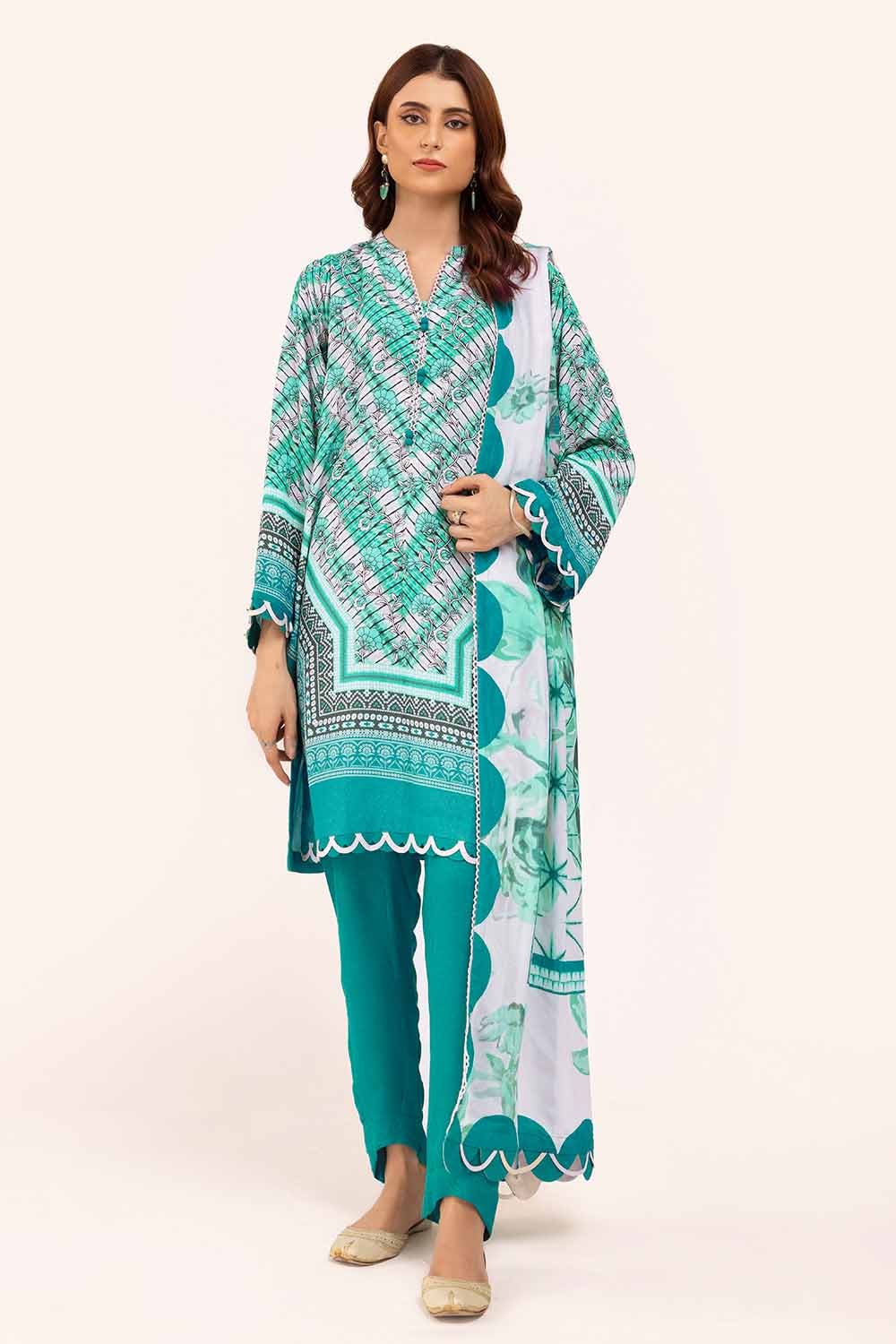 Karandi Blue Unstitched Suit - Gul Ahmed