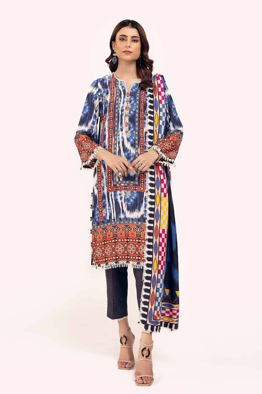 Karandi Blue Unstitched Suit - Gul Ahmed