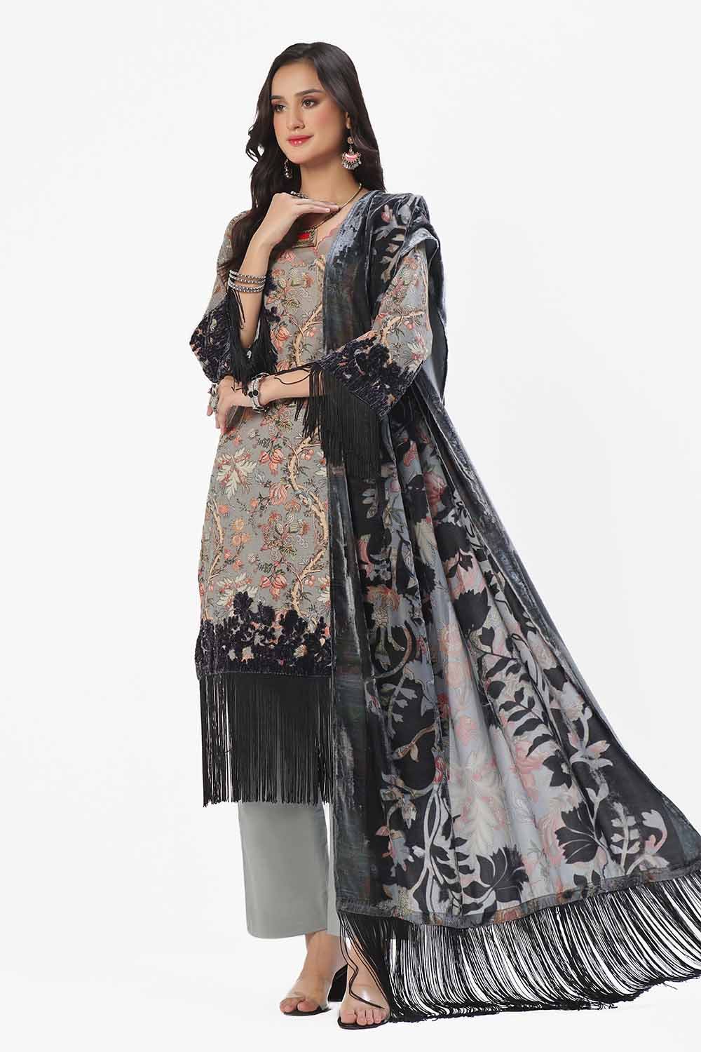 Khaddar Grey Unstitched Suit - Gul Ahmed