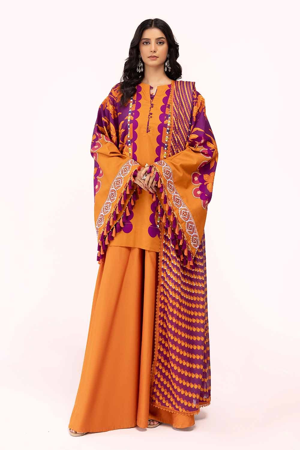 Corduroy Orange Unstitched Suit - Gul Ahmed