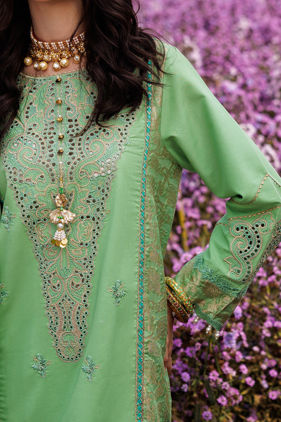 Lawn Green Stitched Suit - Charizma
