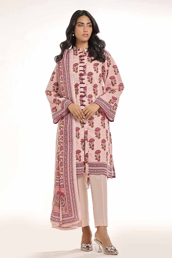 Printed Lawn Pink Unstitched Suit - Gul Ahmed