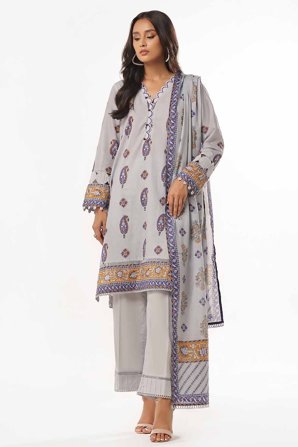 Lawn Grey Unstitched Suit - Gul Ahmed