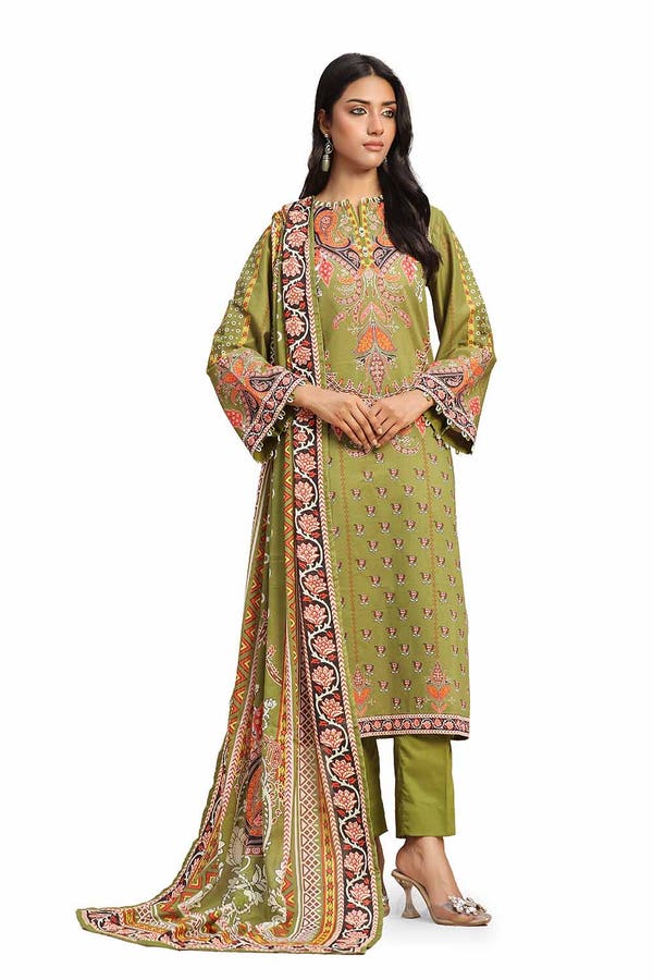 Printed Lawn Green Unstitched Suit - Gul Ahmed