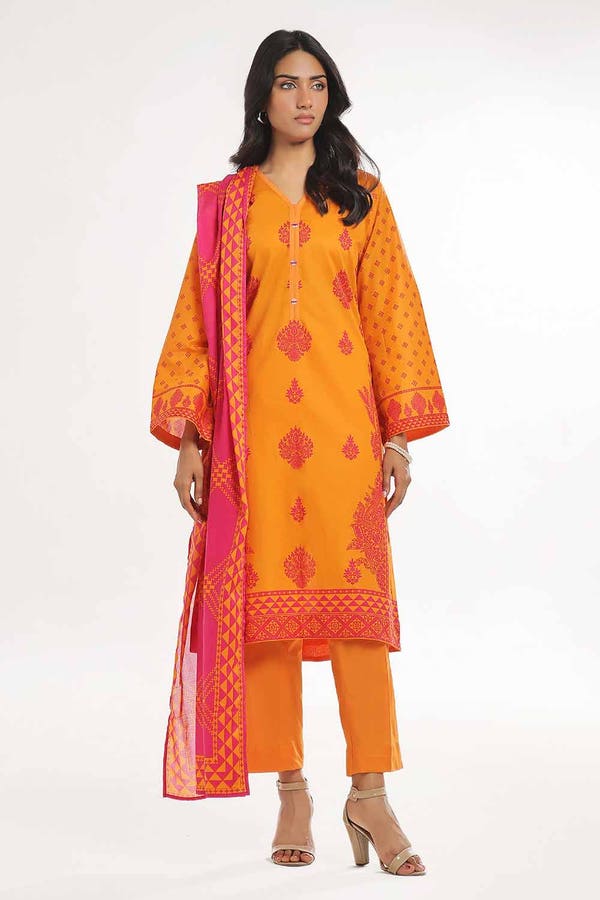 Printed Lawn Mustard Unstitched Suit - Gul Ahmed