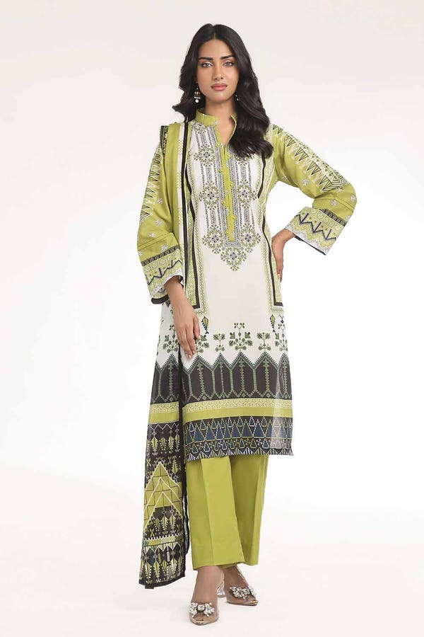 Printed Lawn Green Unstitched Suit - Gul Ahmed