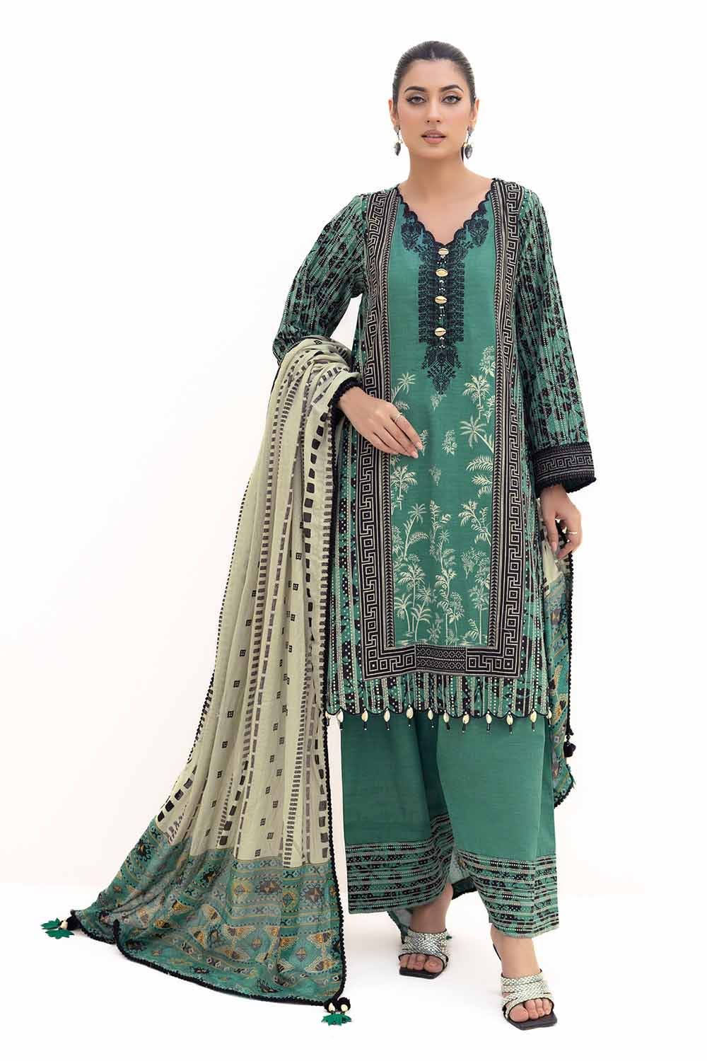 Khaddar Green Unstitched Suit - Gul Ahmed