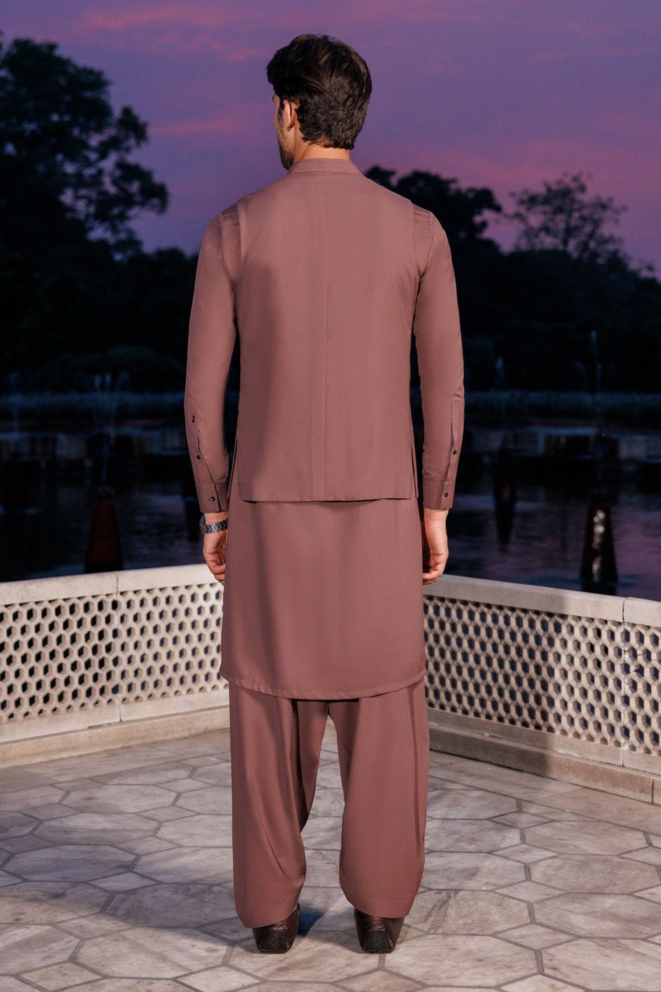 Silver Blended Light Brown Shalwar Kameez - Panjnad by J. Junaid Jamshed