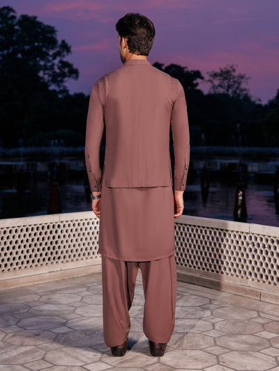 Silver Blended Light Brown Shalwar Kameez - Panjnad by J. Junaid Jamshed