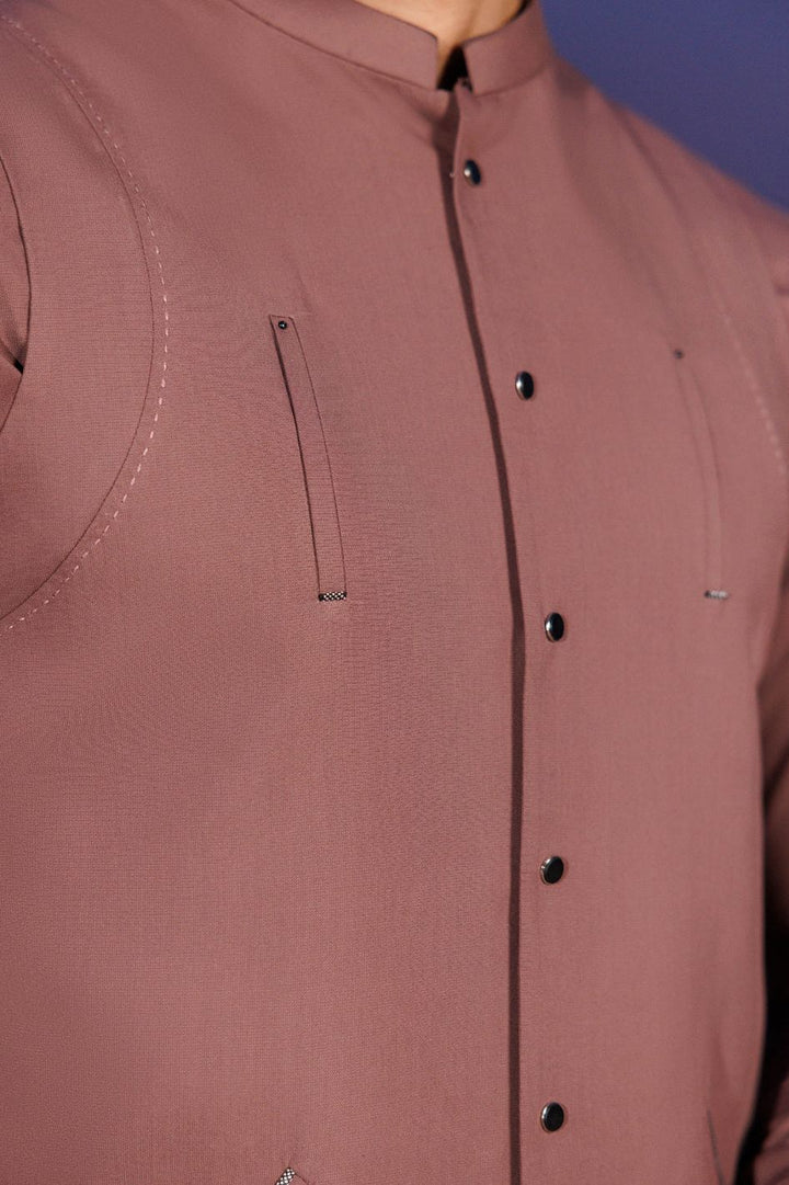 Silver Blended Light Brown Shalwar Kameez - Panjnad by J. Junaid Jamshed