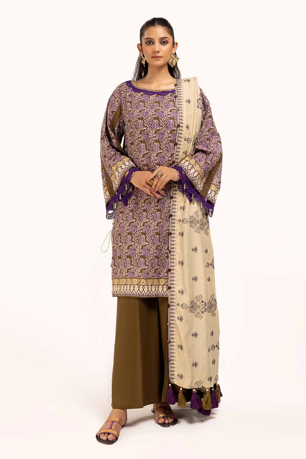 Cotail Brown Unstitched Suit - Gul Ahmed