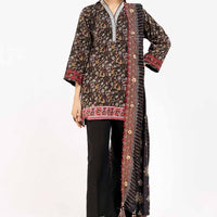 Printed Khaddar Black Unstitched Suit - Gul Ahmed
