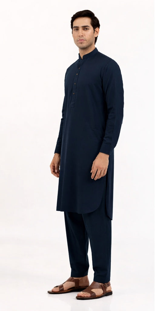 Blended Dark Navy Kurta Trouser - President by Gul Ahmed