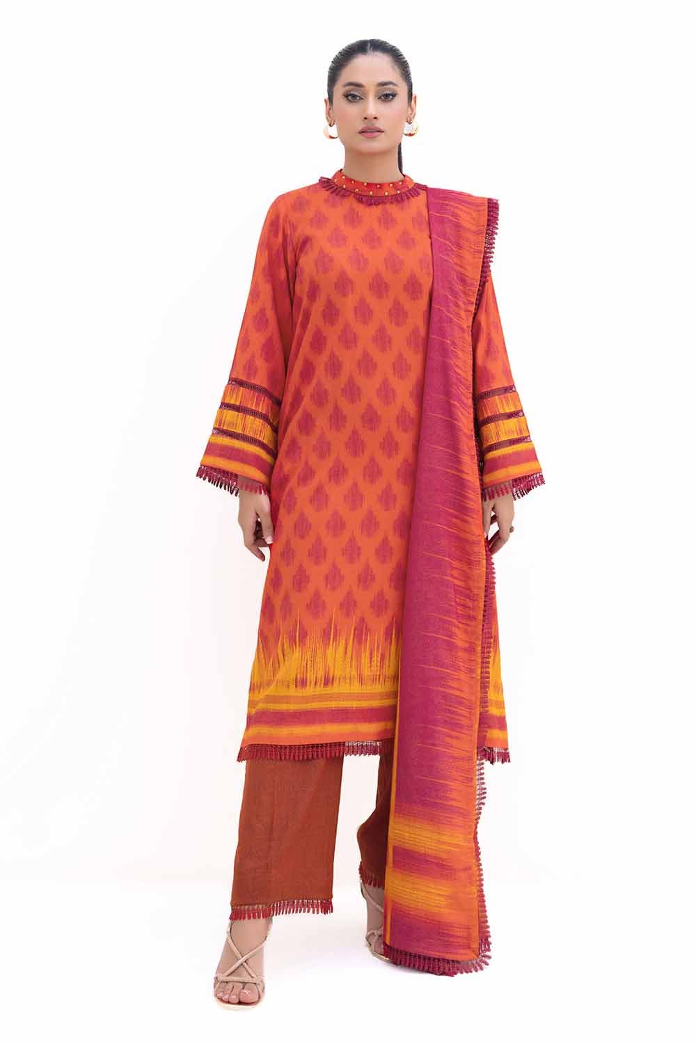 Dhanak Red Unstitched Suit - Gul Ahmed