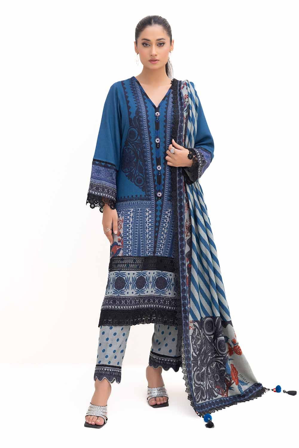 Dhanak Blue Unstitched Suit - Gul Ahmed