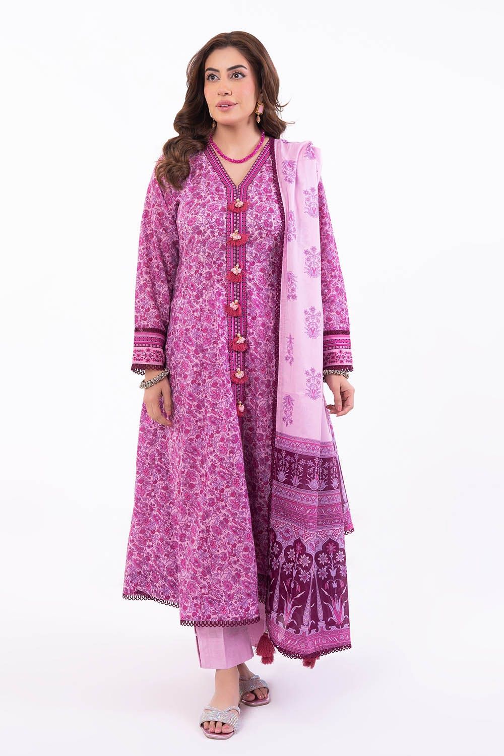 Printed Lawn Pink Unstitched Suit - Gul Ahmed