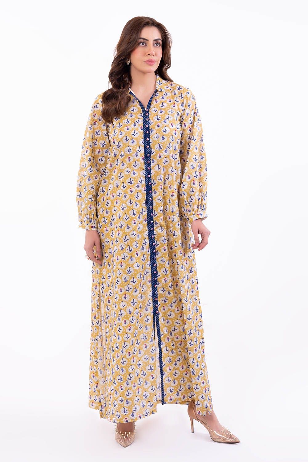 Printed Lawn Mustard Unstitched Shirt - Gul Ahmed