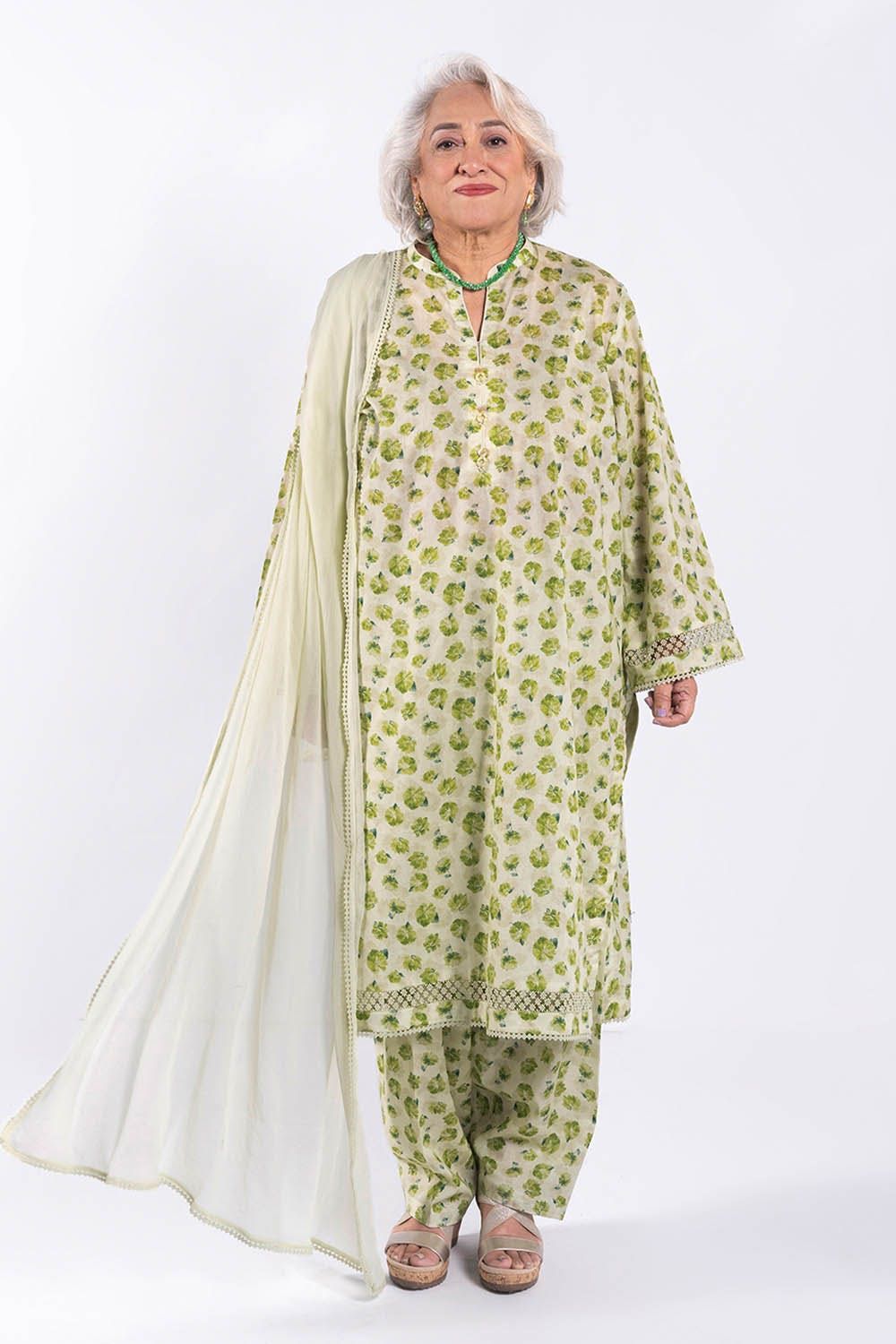 Printed Lawn Light Green Unstitched Shirt - Gul Ahmed