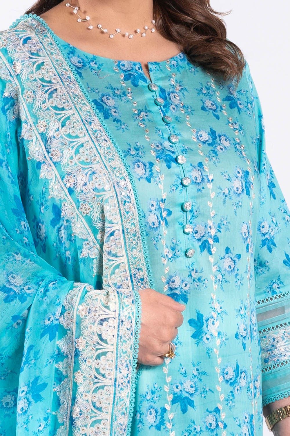 Embroidered Lawn Sea Green Unstitched Suit - Gul Ahmed
