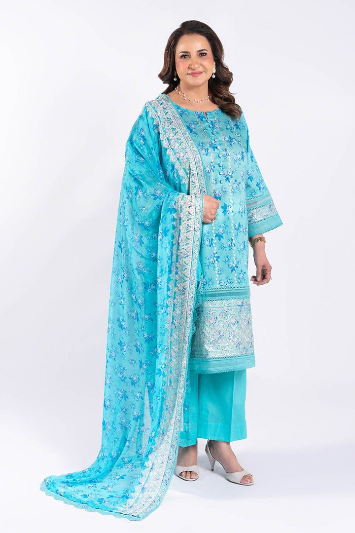 Embroidered Lawn Sea Green Unstitched Suit - Gul Ahmed