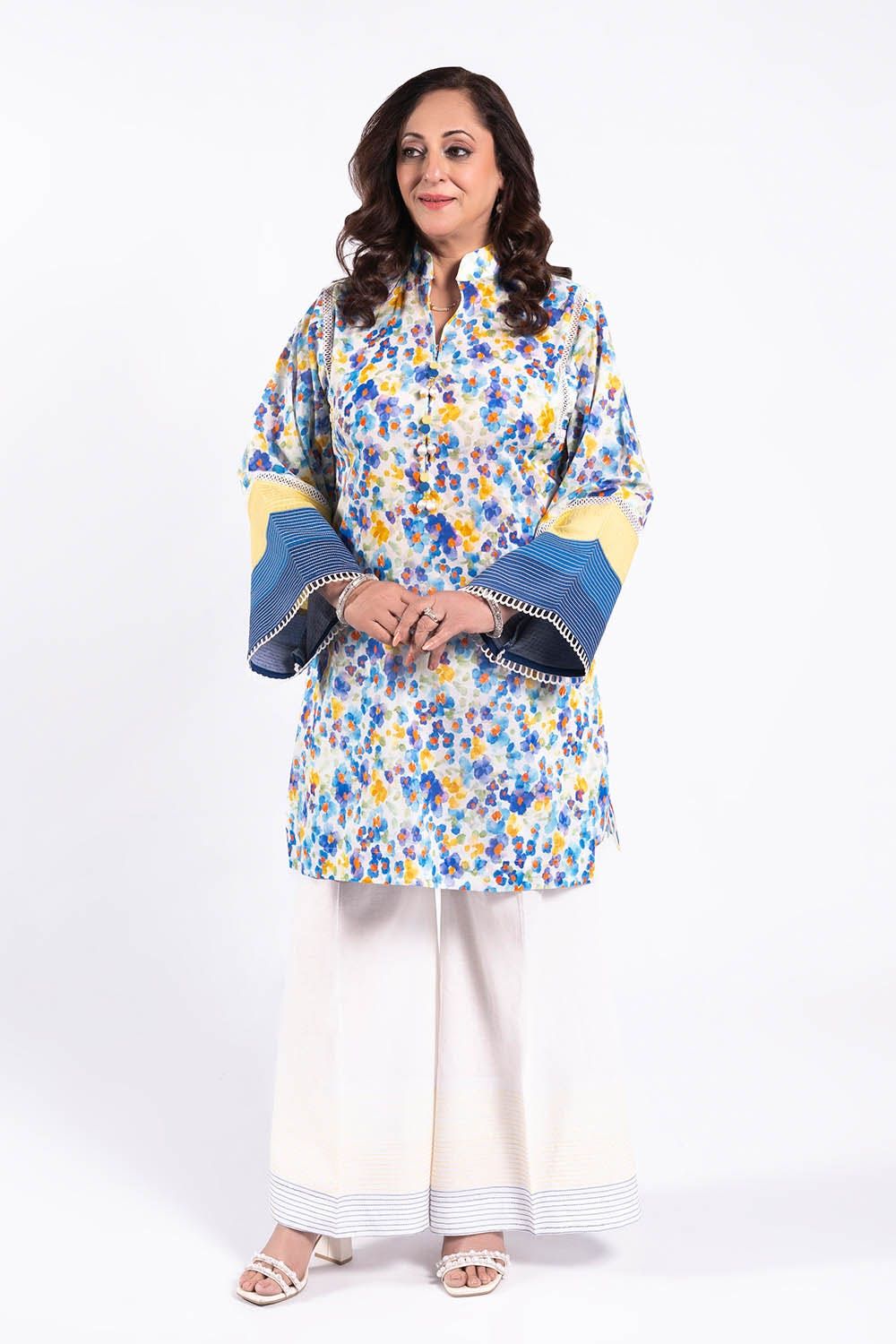 Printed Lawn Blue Unstitched Shirt - Gul Ahmed