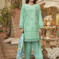 Chikankari Embroidered Mint Stitched Suit - Ochre