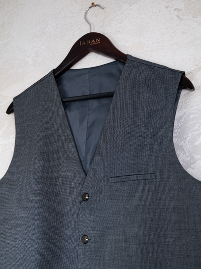 Blended Light Grey Waistcoat - J. Junaid Jamshed