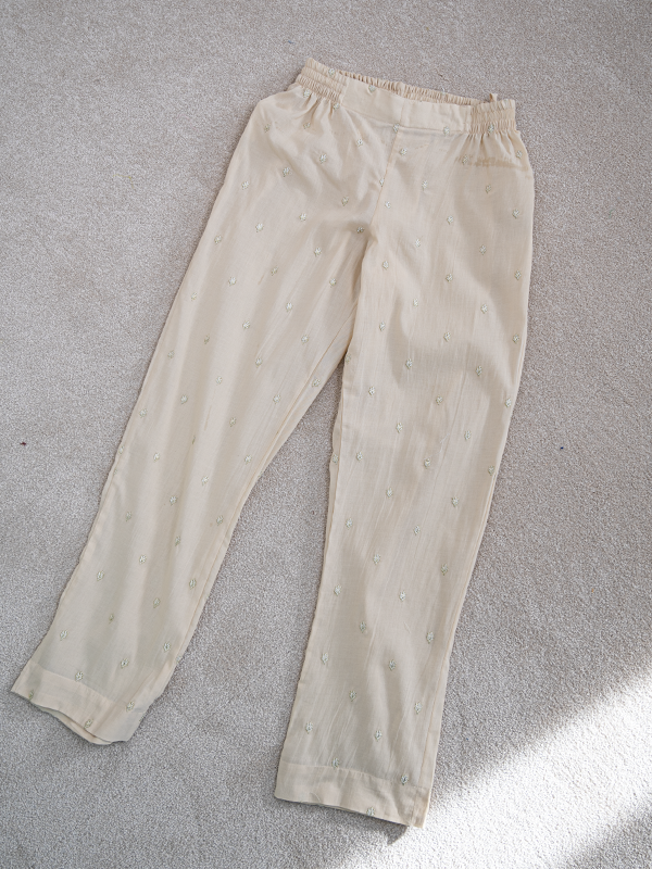 Lawn Beige Trouser - J. Junaid Jamshed