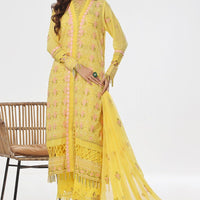 Embroidered Swiss Voile Yellow Unstitched Suit - Gul Ahmed