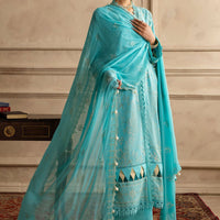 Embroidered Chiffon Light Blue Stitched Suit - Gul Ahmed