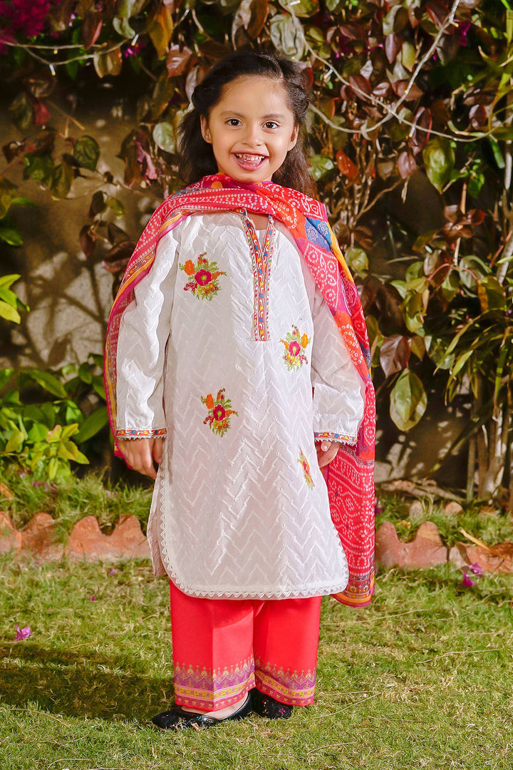 Chikankari Embroidered White Stitched Suit - Ochre