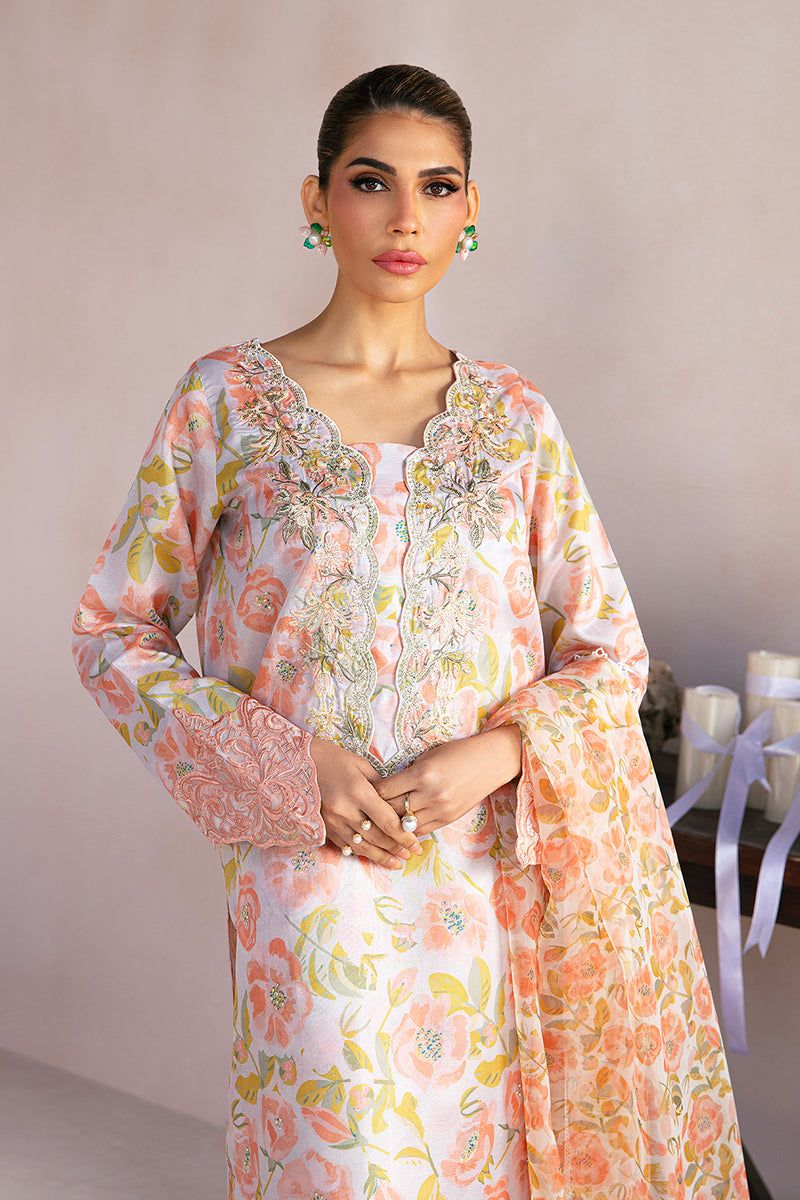 Tafetta & Organza Peach 2 Piece Suit - Vanya