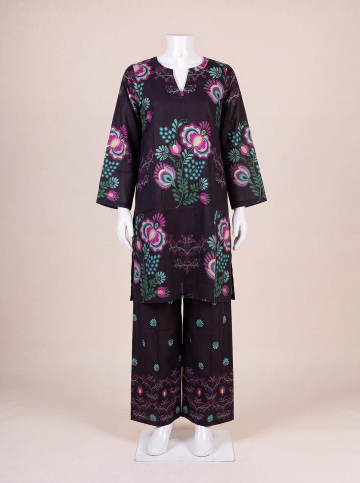 Cotton Black Stitched Suit - Almirah