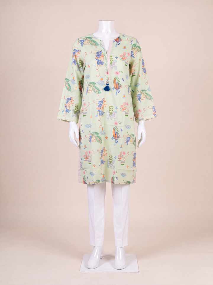 Lawn Lght Green Kurti - J. Junaid Jamshed