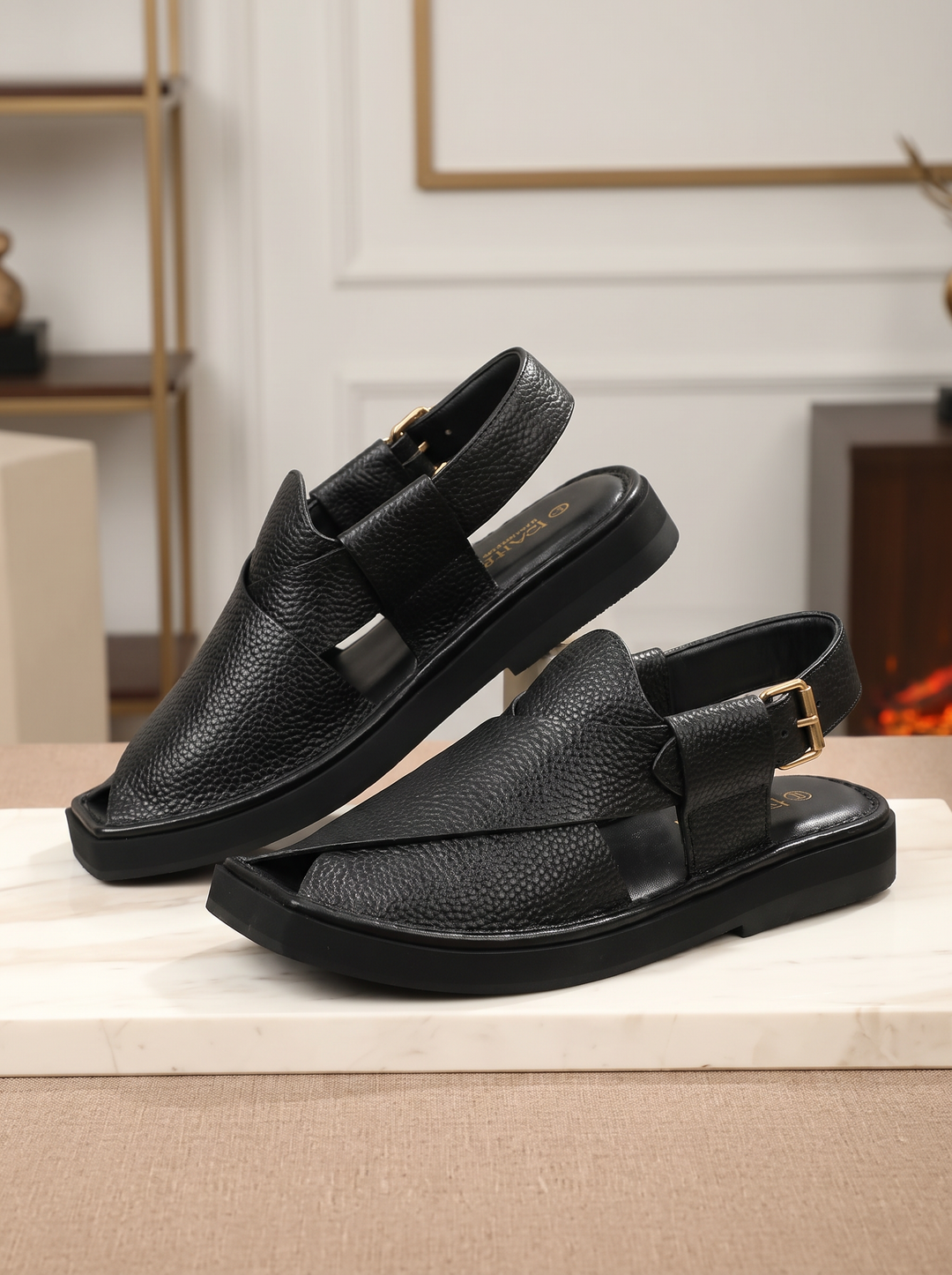 Black Peshawari Chappal - Jiah