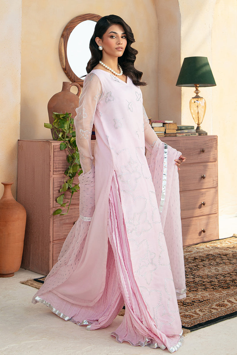 Jacquard Chiffon Off White Stitched Suit - Vanya