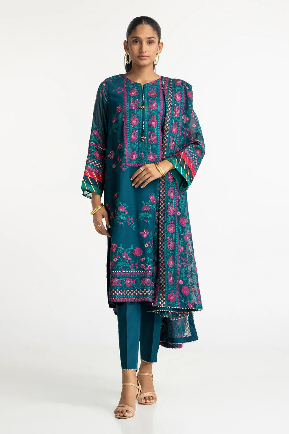 Chiffon Blue Stitched Suit - Gul Ahmed