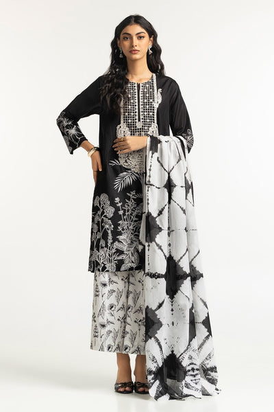 Lawn Black Stitched Suit - Gul Ahmed