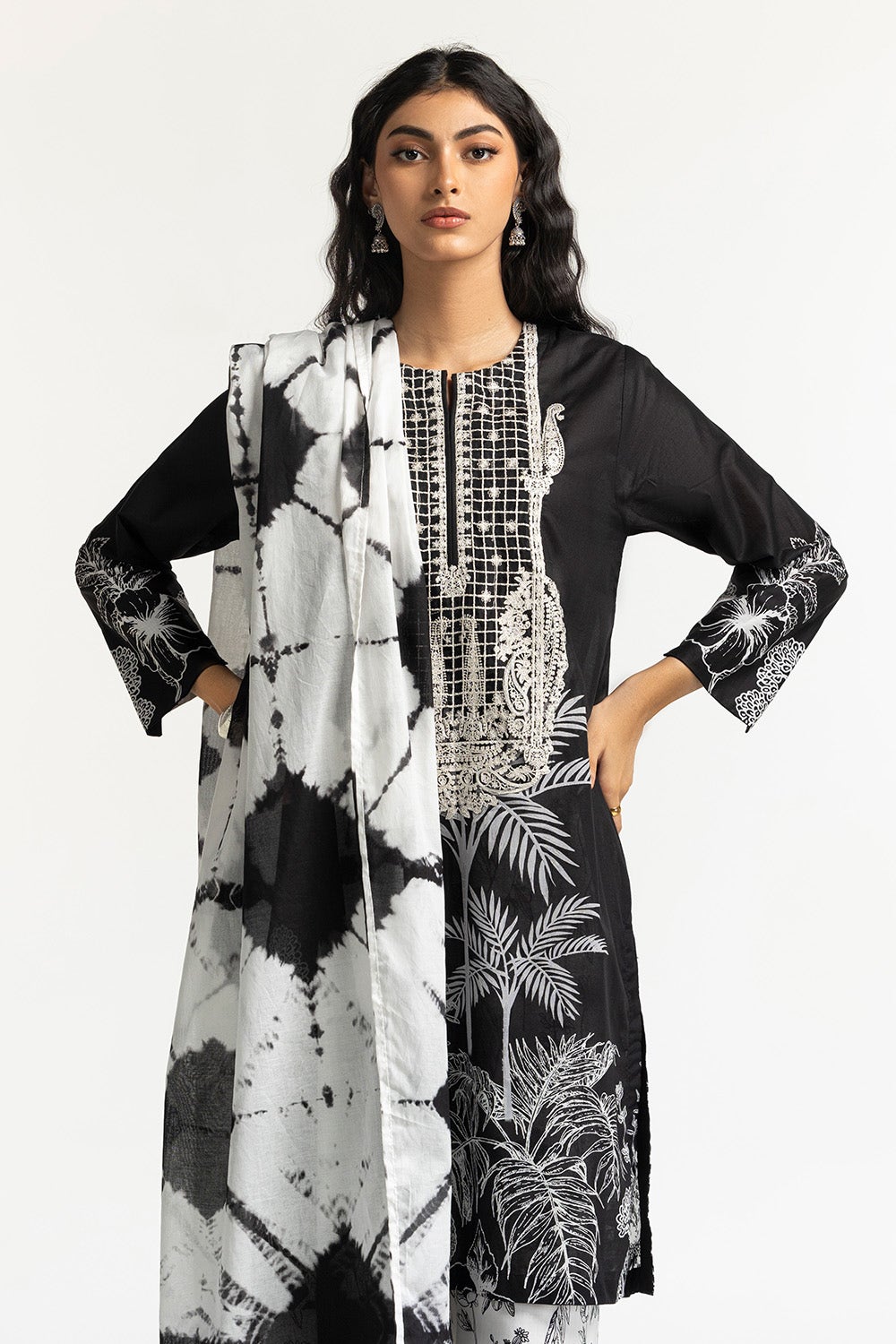 Lawn Black Stitched Suit - Gul Ahmed