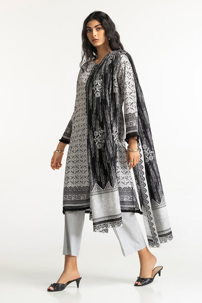 Lawn Grey Stitched Suit - Gul Ahmed