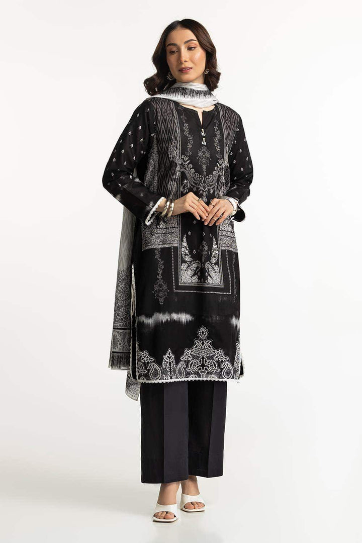 Lawn Black Stitched Suit - Gul Ahmed