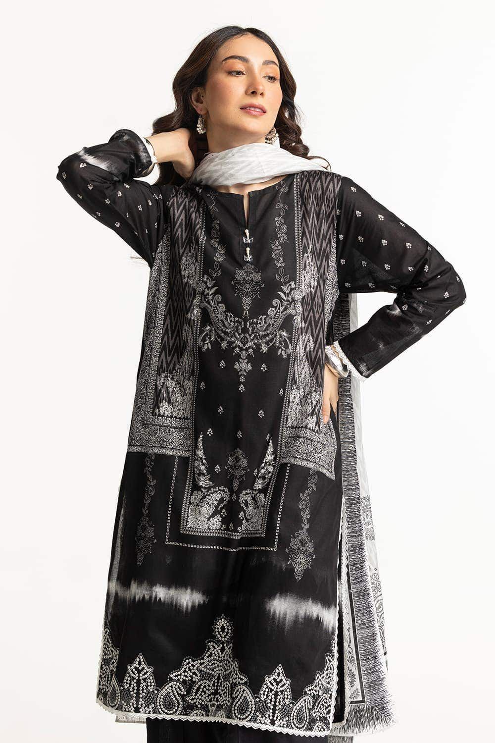Lawn Black Stitched Suit - Gul Ahmed